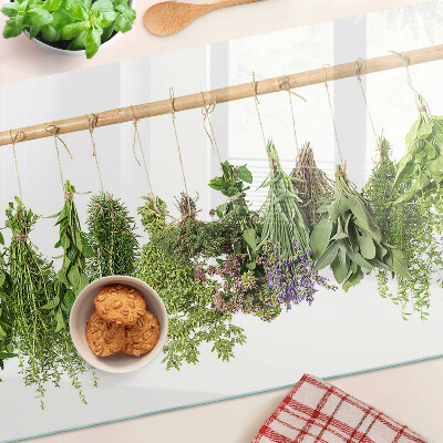 Planche à découper verre Herbes séchées sur une ficelle
