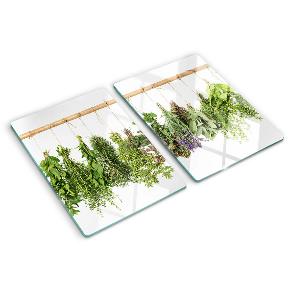 Planche à découper verre Herbes séchées sur une ficelle
