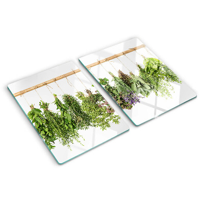 Planche à découper verre Herbes séchées sur une ficelle