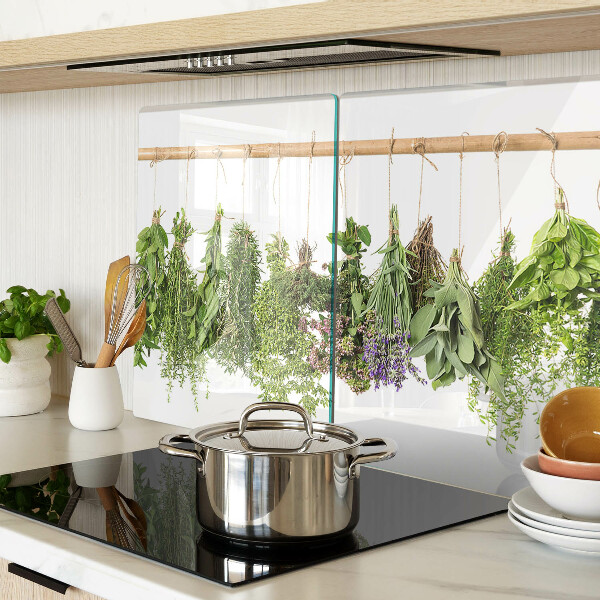 Planche à découper verre Herbes séchées sur une ficelle
