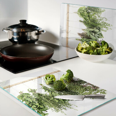 Planche à découper verre Herbes séchées sur une ficelle