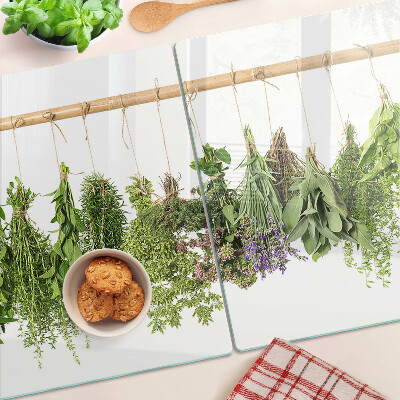 Planche à découper verre Herbes séchées sur une ficelle