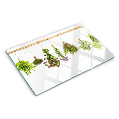 Planche à découper verre Herbes séchées sur une ficelle