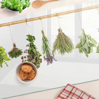 Planche à découper verre Herbes séchées sur une ficelle