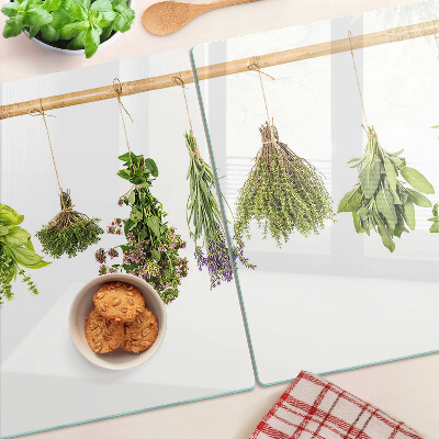 Planche à découper verre Herbes séchées sur une ficelle
