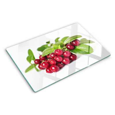Planche à découper en verre Canneberges avec feuilles