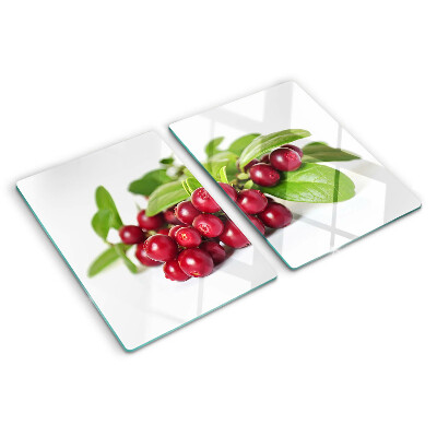 Planche à découper en verre Canneberges avec feuilles
