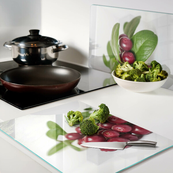 Planche à découper en verre Canneberges avec feuilles
