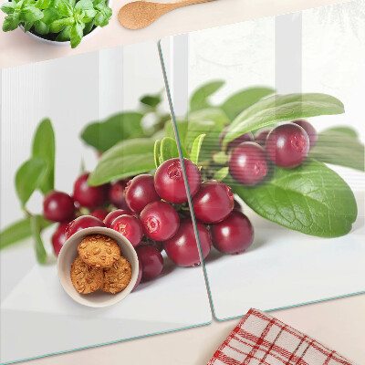 Planche à découper en verre Canneberges avec feuilles