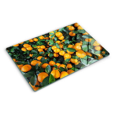 Planche à découper verre Mandarines sur les branches