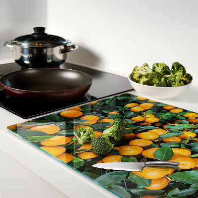 Planche à découper verre Mandarines sur les branches