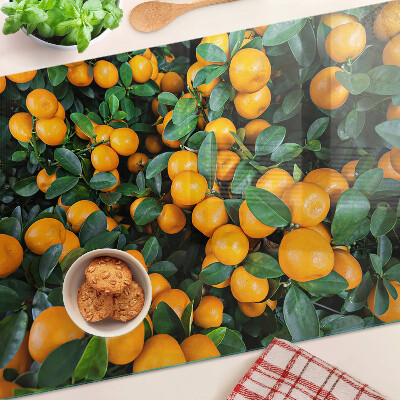 Planche à découper verre Mandarines sur les branches