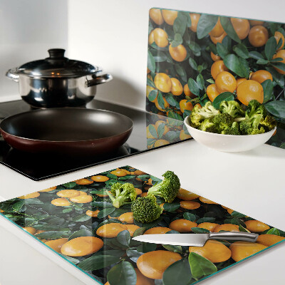Planche à découper verre Mandarines sur les branches