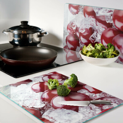Planche à découper en verre Raisins rouges sur glace