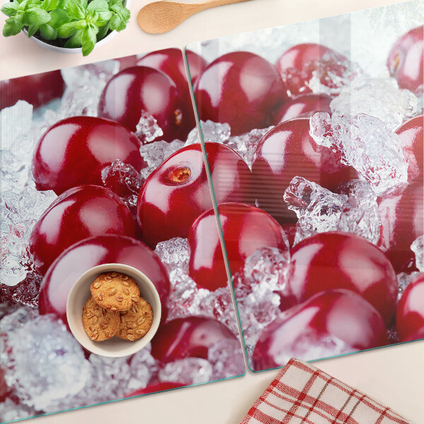 Planche à découper en verre Raisins rouges sur glace