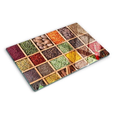 Planche à découper en verre Épices en pots