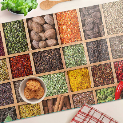 Planche à découper en verre Épices en pots