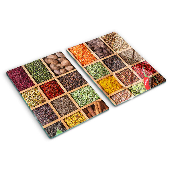 Planche à découper en verre Épices en pots