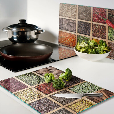 Planche à découper en verre Épices en pots