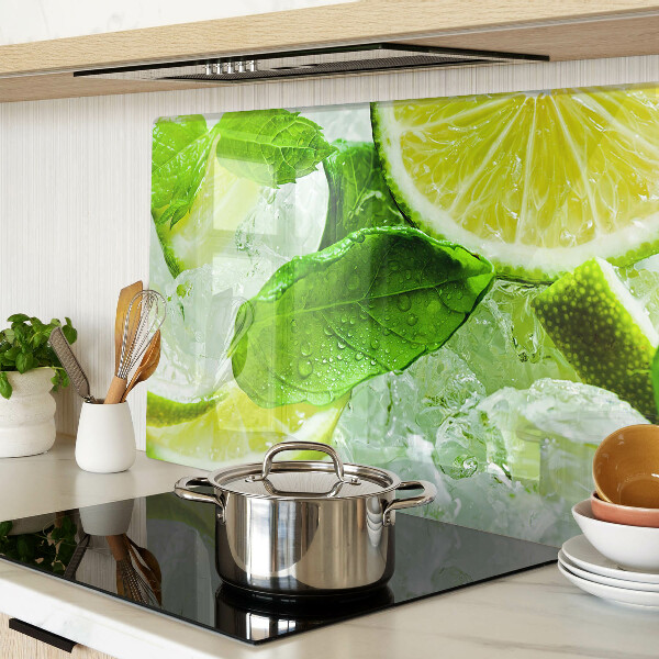 Planche à découper verre Citrons et feuilles de menthe