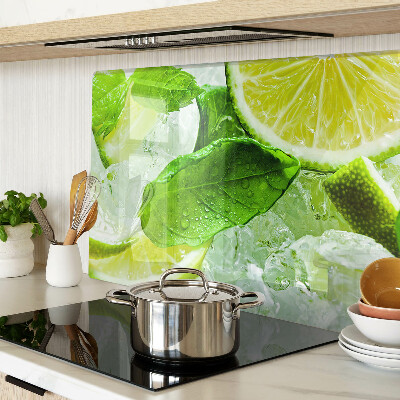 Planche à découper verre Citrons et feuilles de menthe