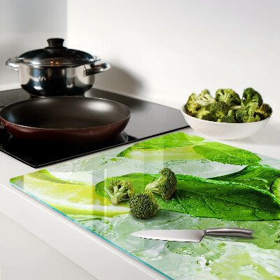 Planche à découper verre Citrons et feuilles de menthe