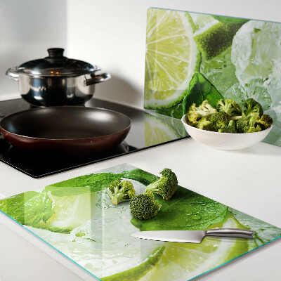 Planche à découper verre Citrons et feuilles de menthe