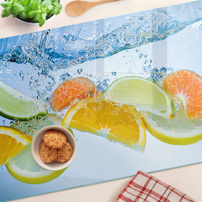 Planche à découper en verre Agrumes dans l'eau
