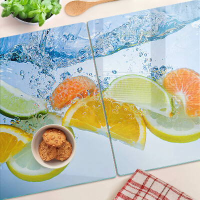 Planche à découper en verre Agrumes dans l'eau