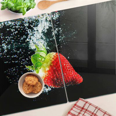 Planche à découper verre Fraise dans l'eau