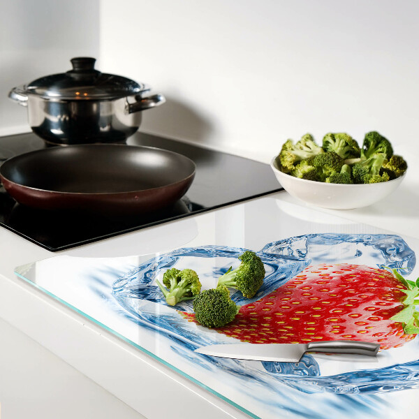 Planche à découper en verre Fraise dans la glace