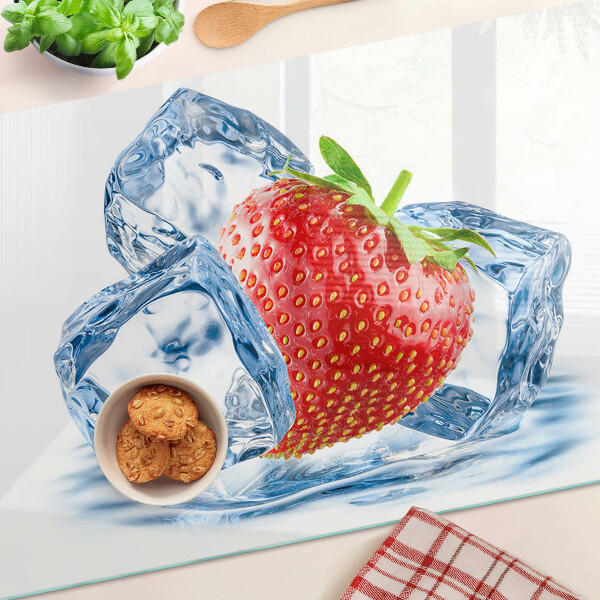Planche à découper en verre Fraise dans la glace