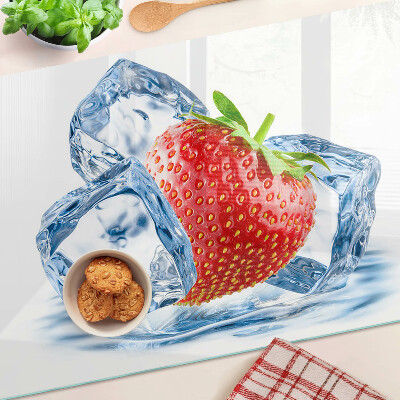 Planche à découper en verre Fraise dans la glace