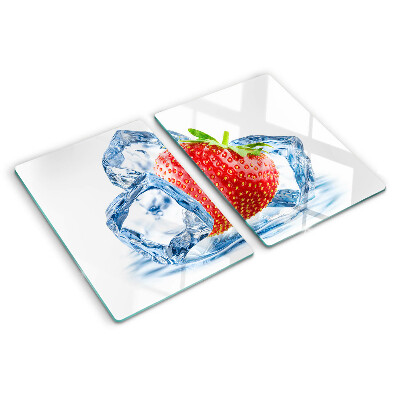 Planche à découper en verre Fraise dans la glace