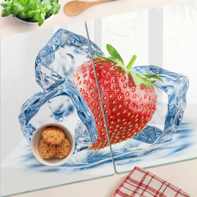 Planche à découper en verre Fraise dans la glace