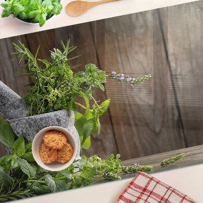 Planche à découper en verre Herbes en pot
