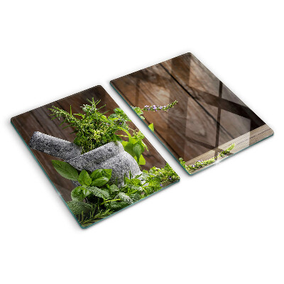 Planche à découper en verre Herbes en pot