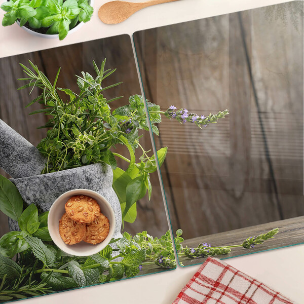 Planche à découper en verre Herbes en pot