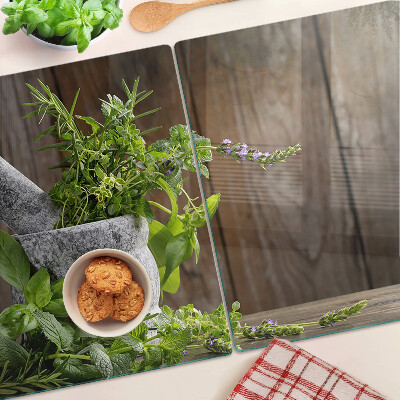 Planche à découper en verre Herbes en pot