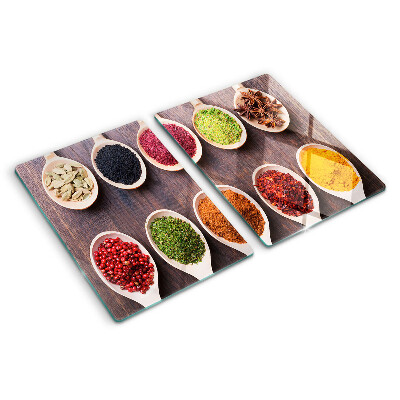 Planche à découper en verre Épices en cuillères