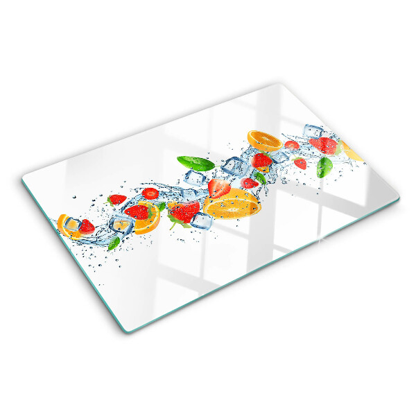 Planche à découper en verre Fruits et feuilles colorés