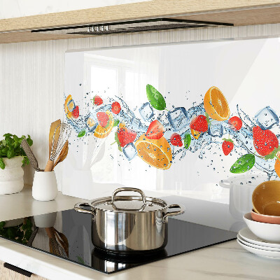 Planche à découper en verre Fruits et feuilles colorés