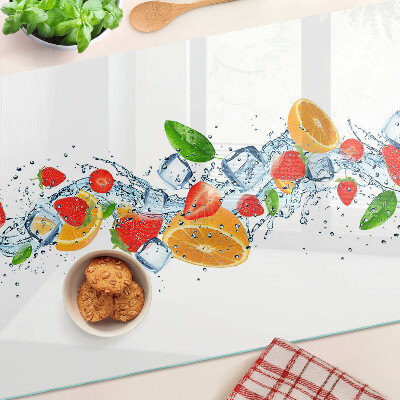 Planche à découper en verre Fruits et feuilles colorés