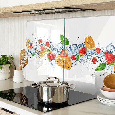 Planche à découper en verre Fruits et feuilles colorés