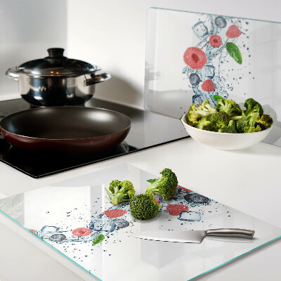 Planche à découper verre Motif floral avec des baies