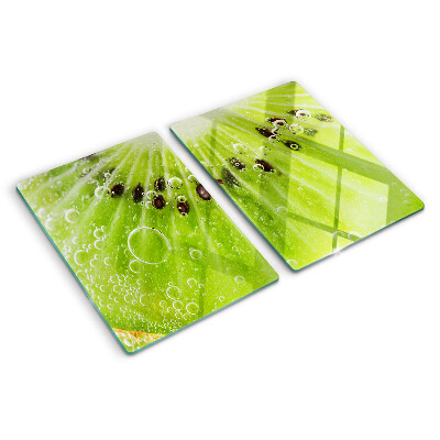 Planche à découper en verre Kiwi avec des gouttes d'eau