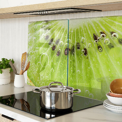 Planche à découper en verre Kiwi avec des gouttes d'eau