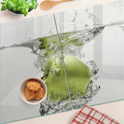 Planche à découper verre Pomme verte dans l'eau