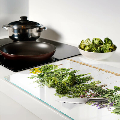 Planche à découper en verre Herbes séchées sur une ficelle