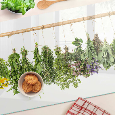 Planche à découper en verre Herbes séchées sur une ficelle